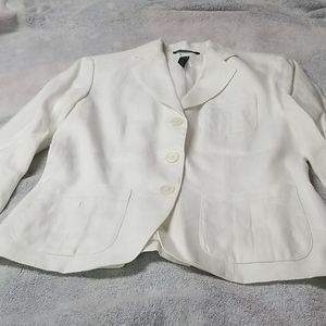Lauren winter white blazer 100% linen size 8